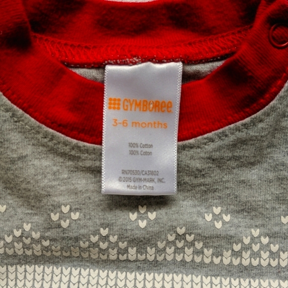 gymboree holiday jumpsuit unisex 6 months red & gray fair isle print - Picture 7 of 8